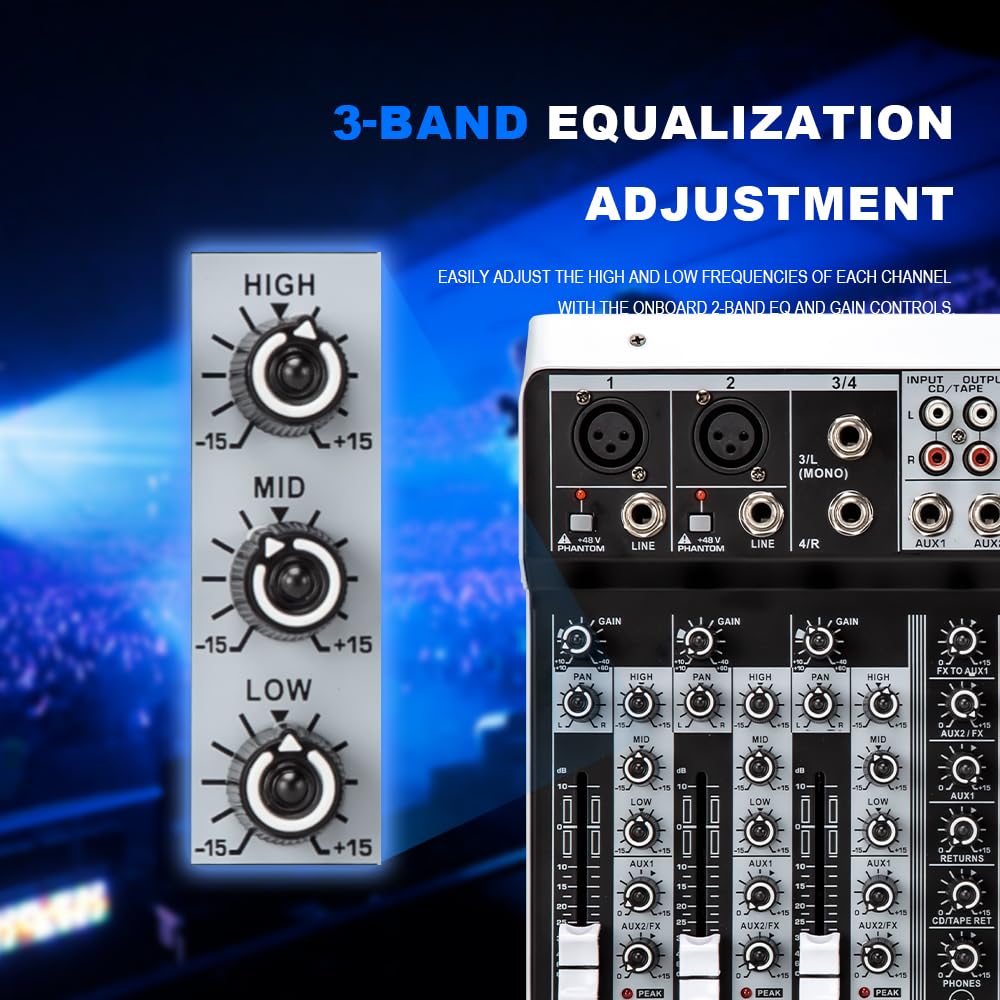 Foto 7 pulgar | Controlador Mezclador De Audio Para Dj Bomge De 8 Canales Con Bluetooth +48v - Venta Internacional.