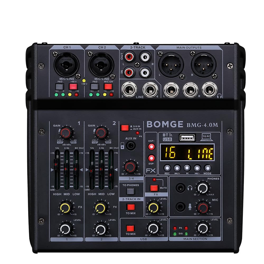 Foto 2 pulgar | Mezclador De Audio Bomge 04m De 4 Canales Con Usb Bluetooth 24 Efectos - Venta Internacional.