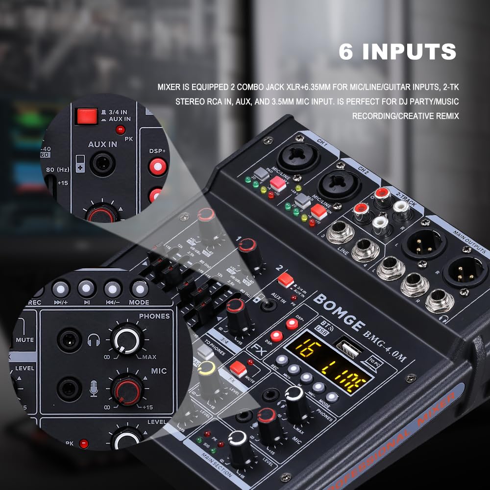 Foto 5 | Mezclador De Audio Bomge 04m De 4 Canales Con Usb Bluetooth 24 Efectos - Venta Internacional.