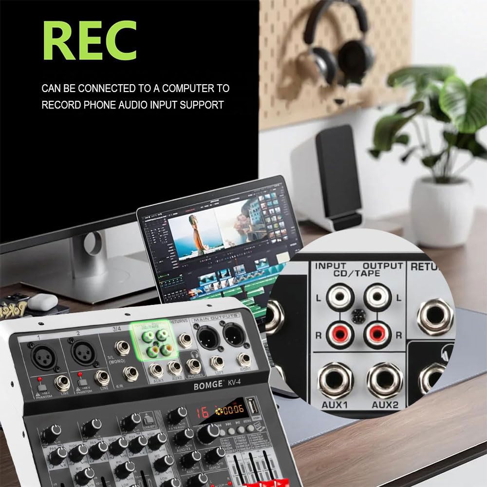 Foto 4 pulgar | Controlador Mezclador De Audio Para Dj Bomge 06m De 4 Canales Con Bluetooth - Venta Internacional.