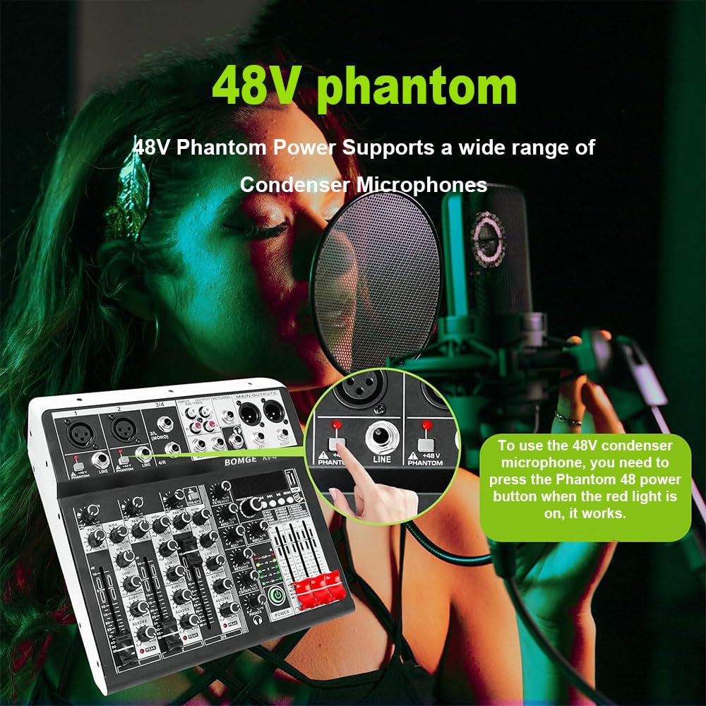 Foto 6 pulgar | Controlador Mezclador De Audio Para Dj Bomge 06m De 4 Canales Con Bluetooth - Venta Internacional.