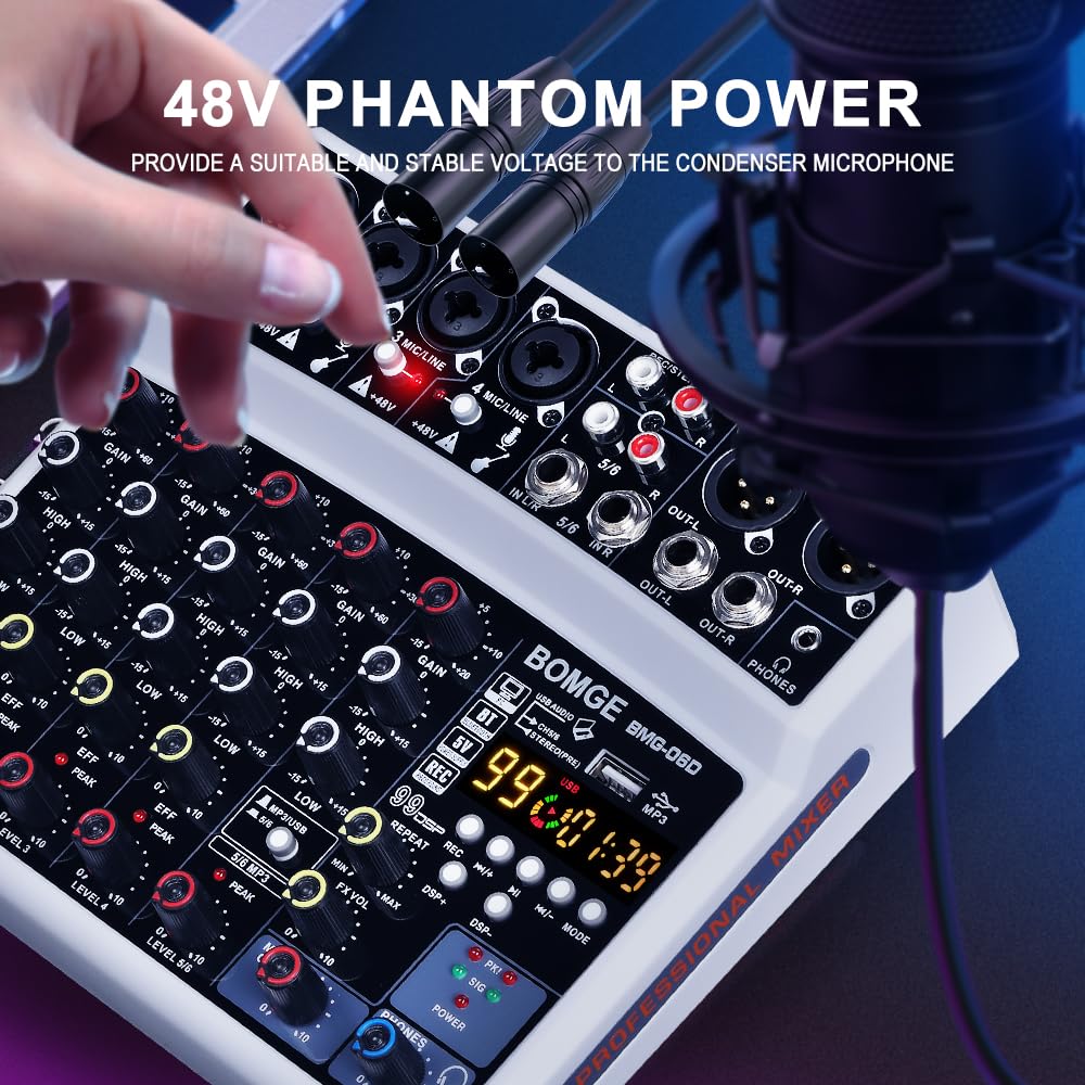 Foto 4 | Mezclador De Sonido De Audio Bomge Consola De Mezclas Digital Para Dj De 6 Canales - Venta Internacional.