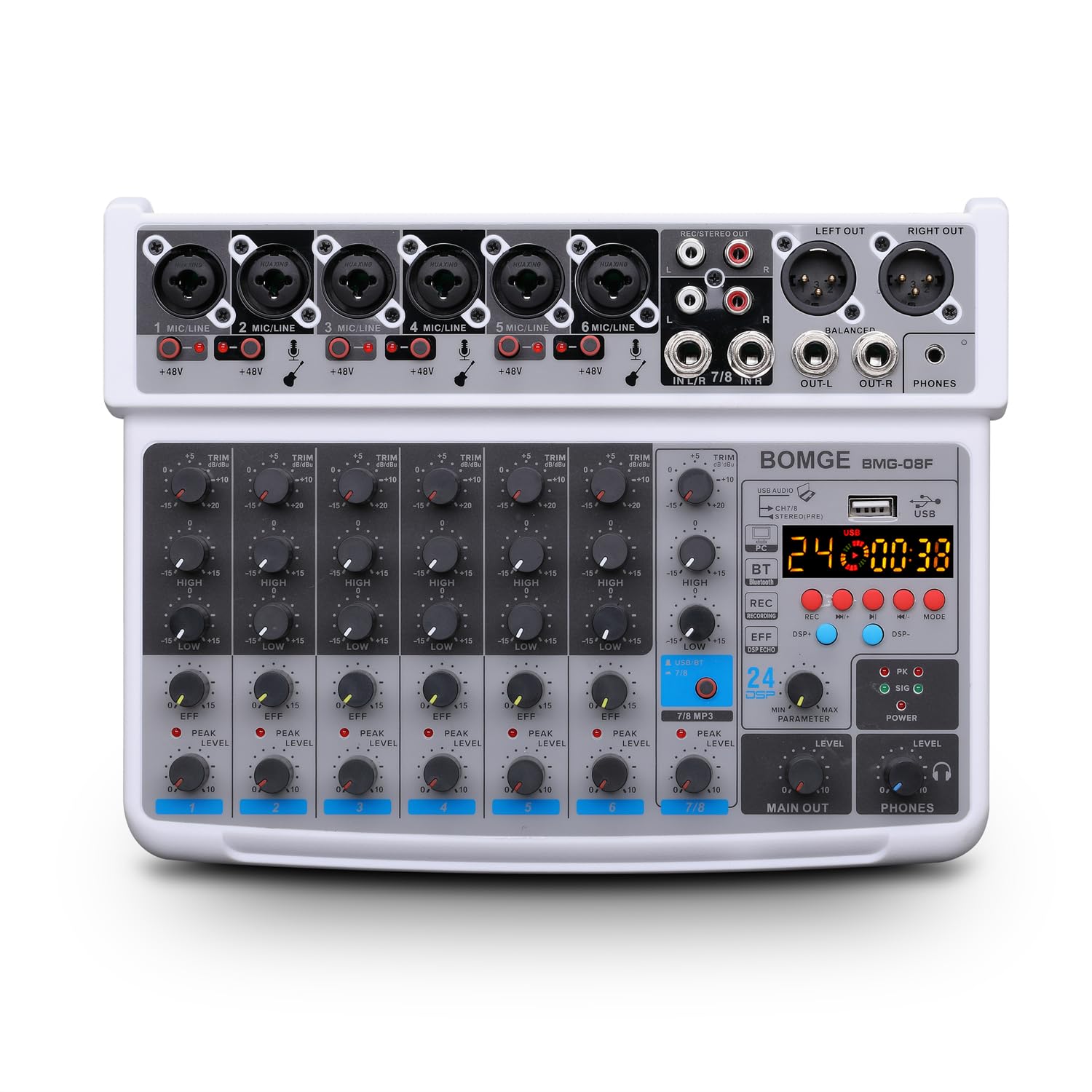 Foto 2 pulgar | Mezclador De Audio Bomge De 8 Canales Con Reproductor Mp3 Bluetooth Usb Rec - Venta Internacional.