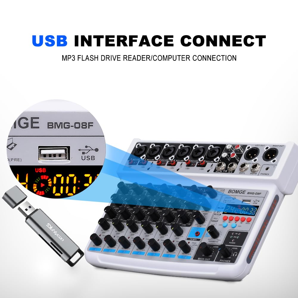 Foto 3 pulgar | Mezclador De Audio Bomge De 8 Canales Con Reproductor Mp3 Bluetooth Usb Rec - Venta Internacional.