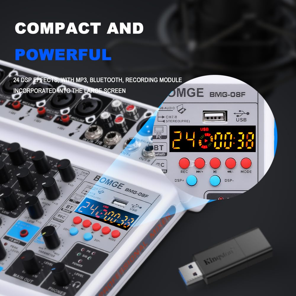 Foto 6 pulgar | Mezclador De Audio Bomge De 8 Canales Con Reproductor Mp3 Bluetooth Usb Rec - Venta Internacional.
