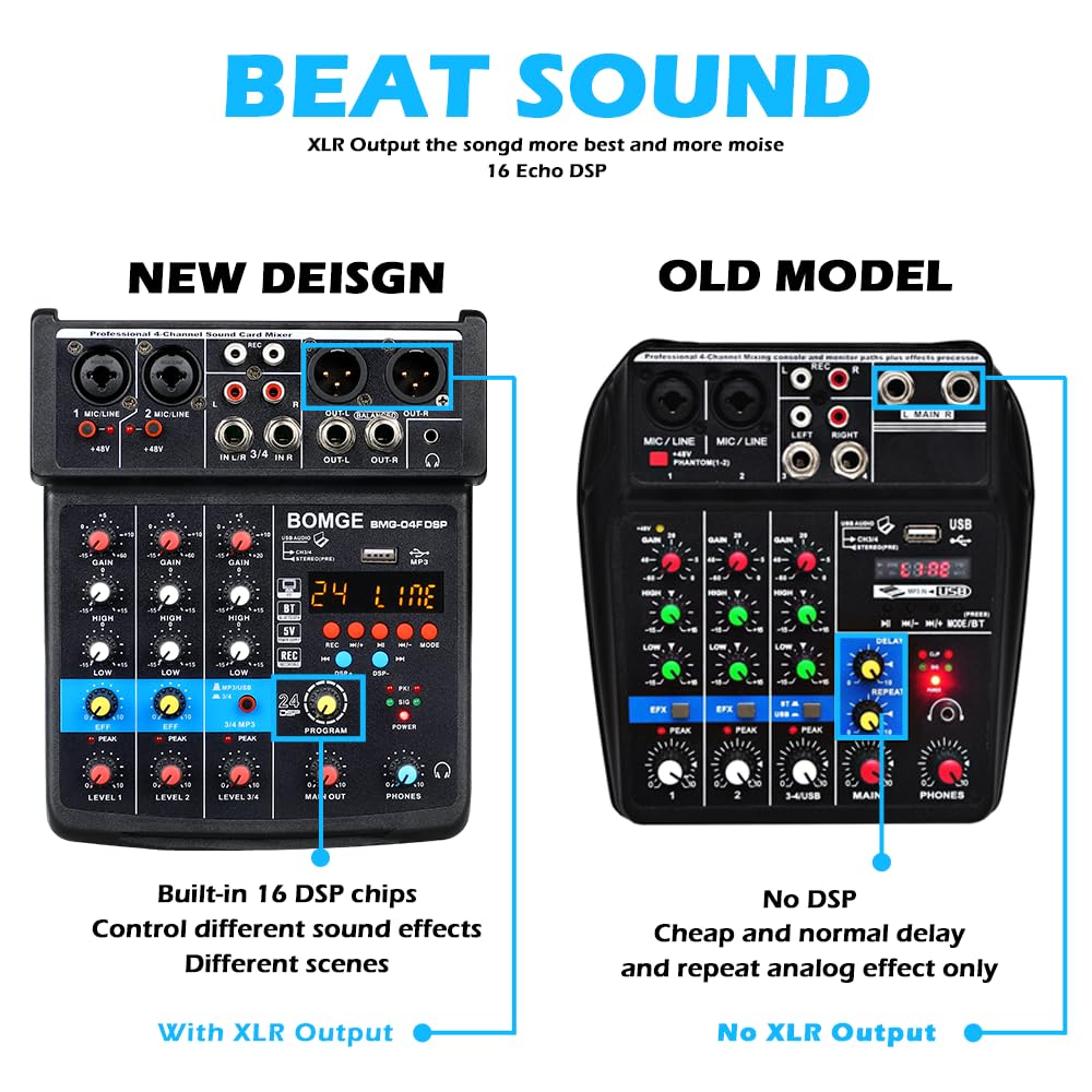 Foto 5 pulgar | Interfaz De Mezclador De Sonido Para Dj Bomge De 4 Canales Con Mp3 Usb Bluetooth - Venta Internacional.