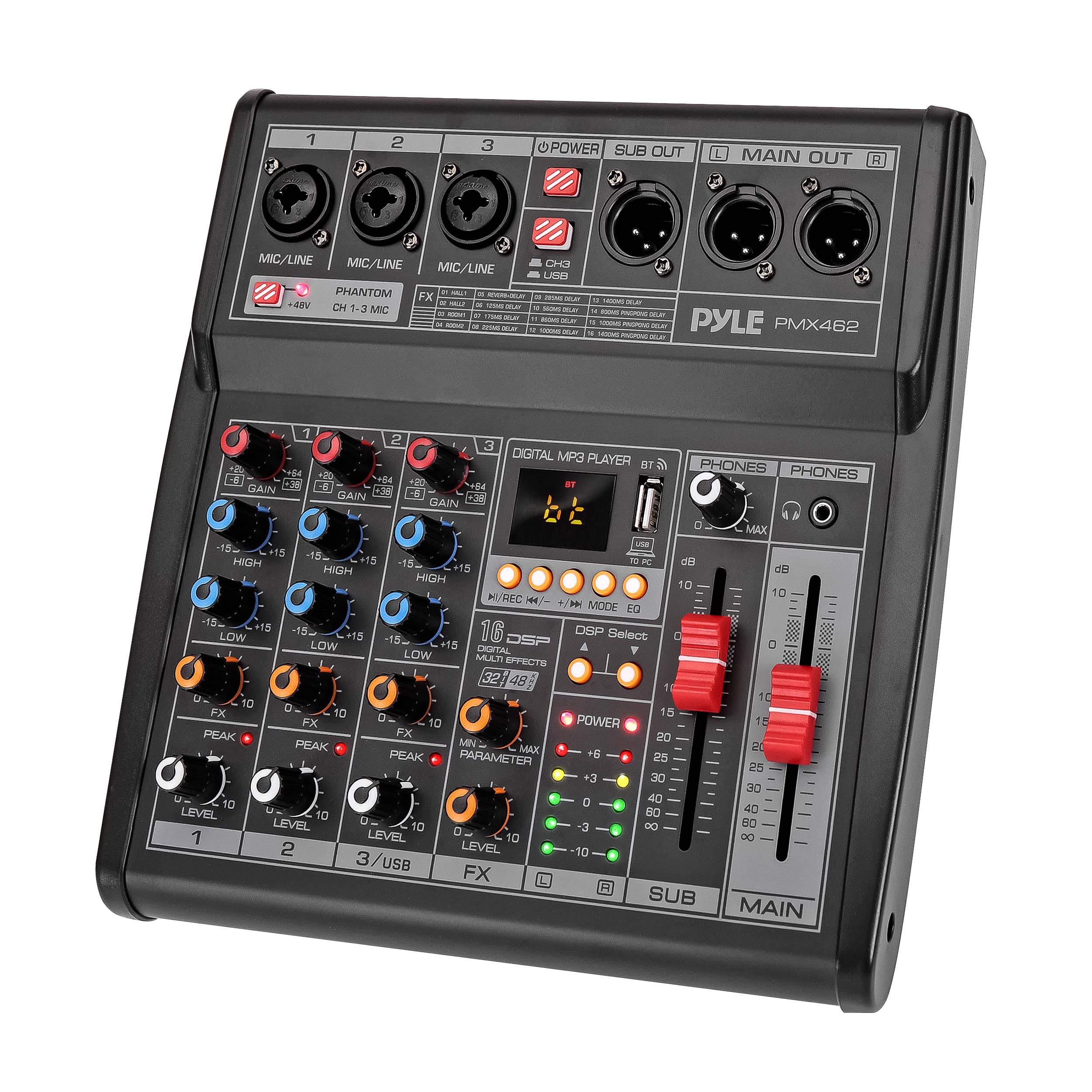 Foto 2 pulgar | Mezclador De Audio Bluetooth Para Dj Pyle Pmx462 De 3 Canales Con Efectos - Venta Internacional.