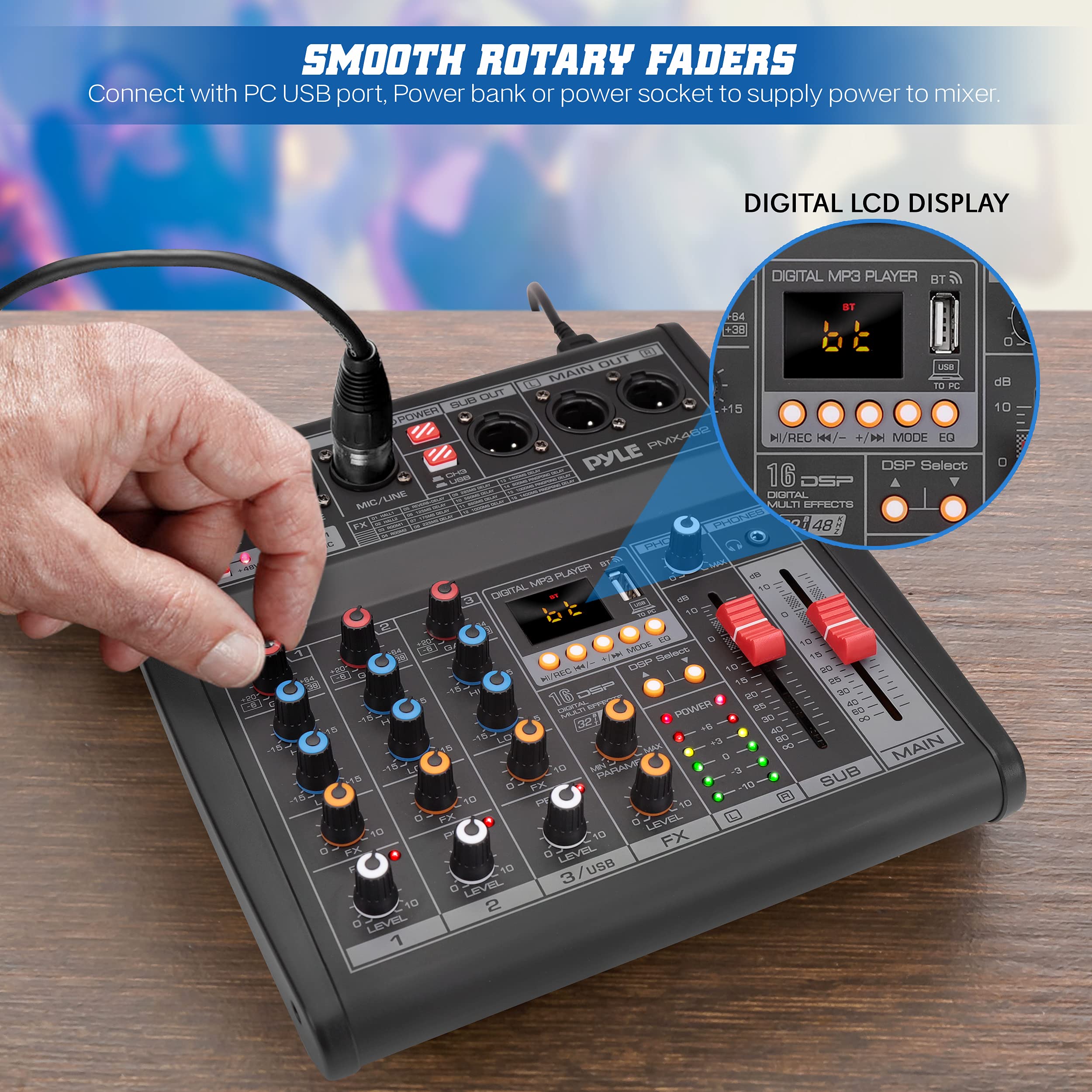 Foto 5 pulgar | Mezclador De Audio Bluetooth Para Dj Pyle Pmx462 De 3 Canales Con Efectos - Venta Internacional.