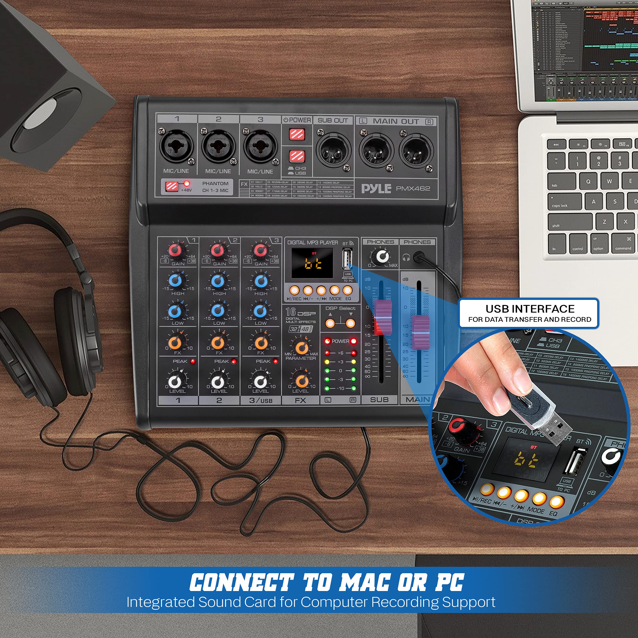 Foto 6 pulgar | Mezclador De Audio Bluetooth Para Dj Pyle Pmx462 De 3 Canales Con Efectos - Venta Internacional.