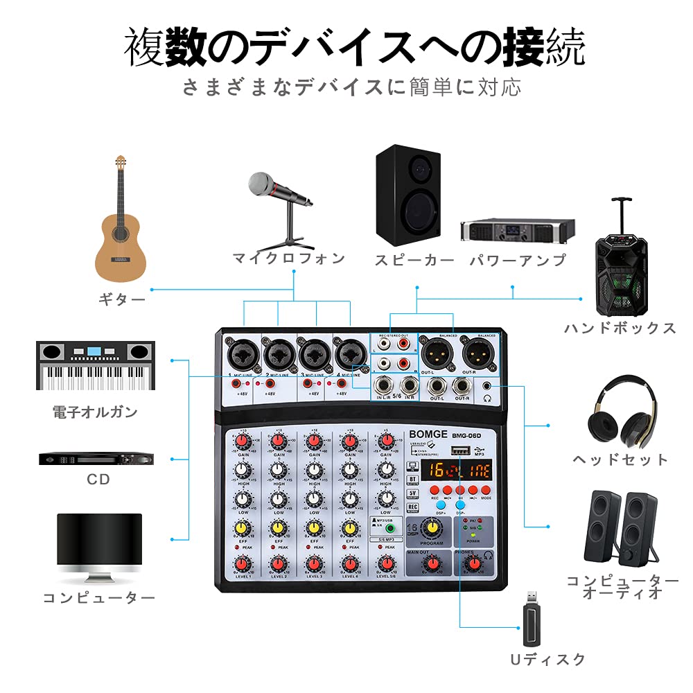 Foto 6 | Mezclador De Sonido De Audio Bomge Consola De Mezclas Digital Para Dj De 6 Canales - Venta Internacional.