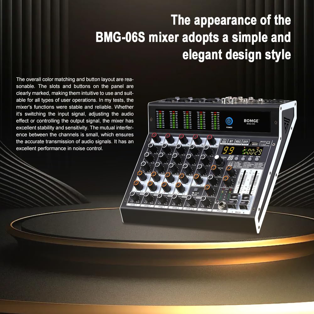 Foto 3 pulgar | Mezclador De Audio Bomge 06s De 6 Canales Con 99 Efectos Dsp Bluetooth - Venta Internacional.