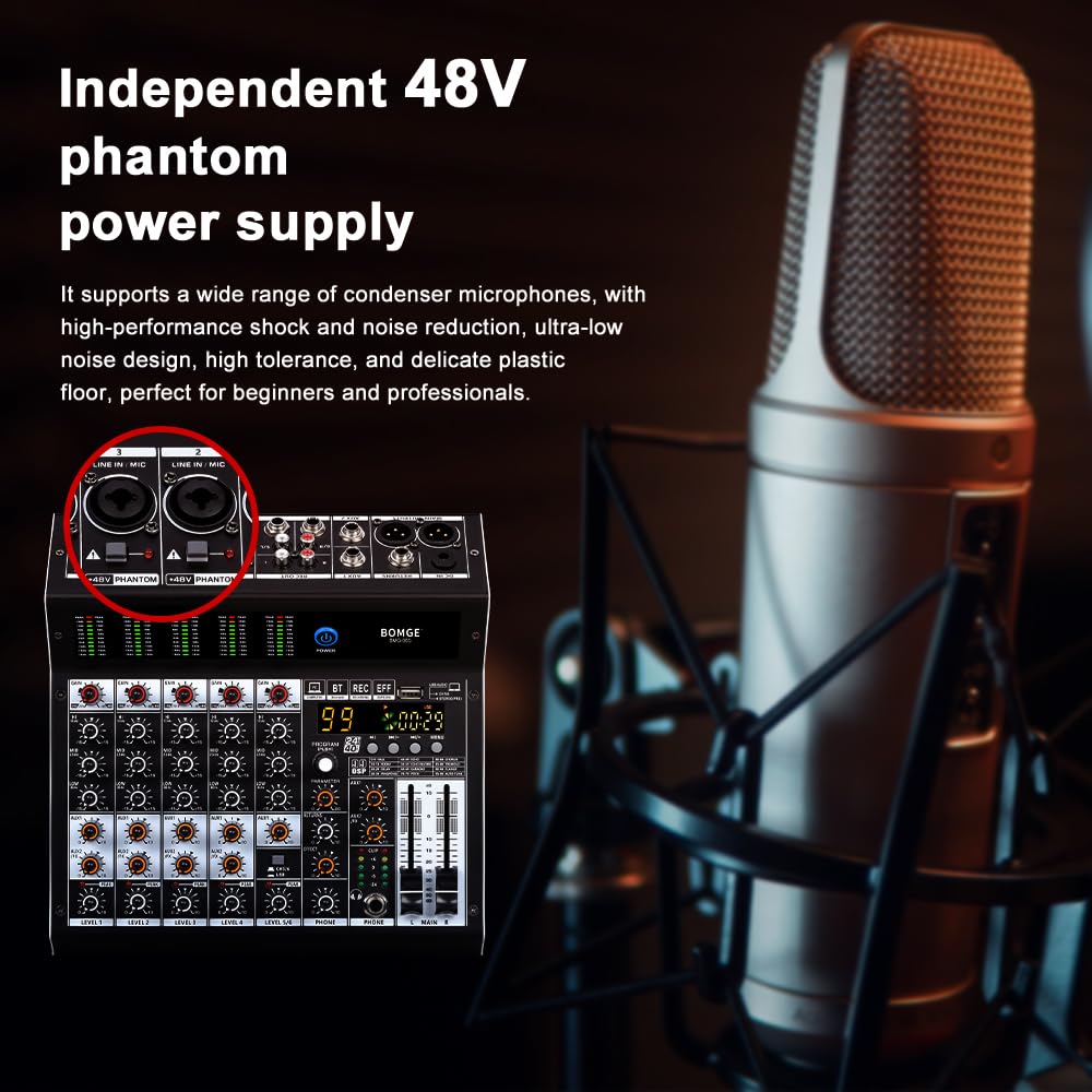 Foto 5 pulgar | Mezclador De Audio Bomge 06s De 6 Canales Con 99 Efectos Dsp Bluetooth - Venta Internacional.