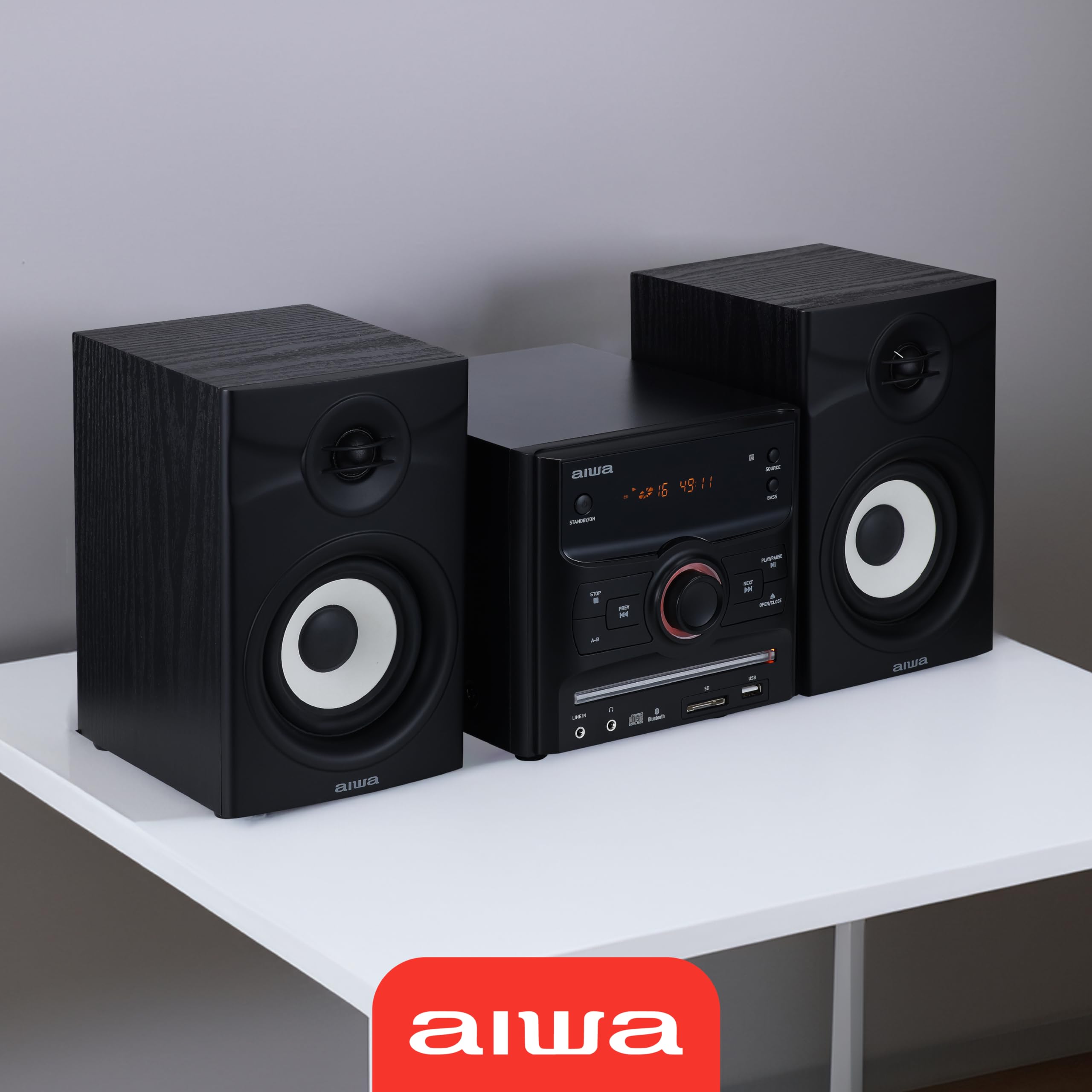 Foto 3 | Reproductor De Cd Micro System Aiwa Bluetooth De 60 W Con Altavoces De Estantería - Venta Internacional.