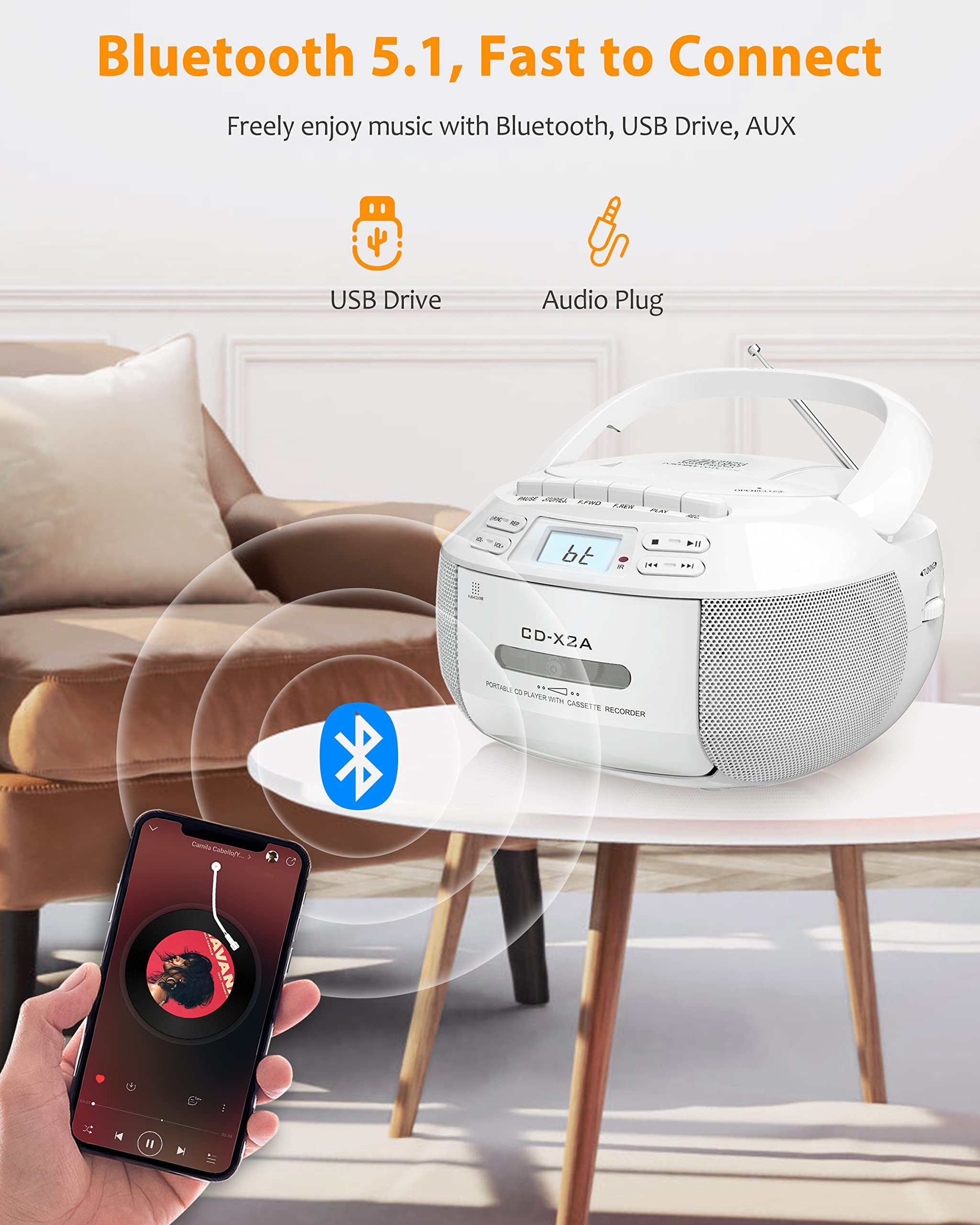 Foto 5 pulgar | Reproductor De Cd, Reproductor De Casetes Boombox Combo Greadio Con Bluetooth - Venta Internacional.