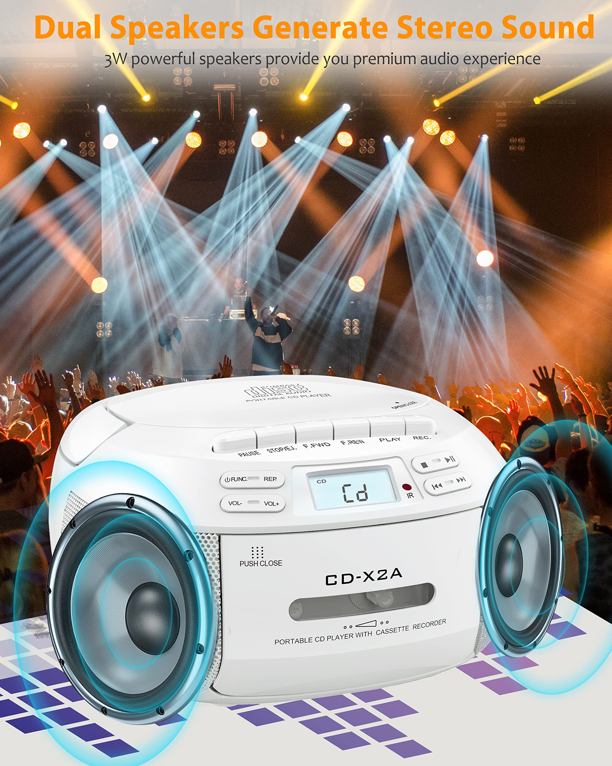 Foto 6 pulgar | Reproductor De Cd, Reproductor De Casetes Boombox Combo Greadio Con Bluetooth - Venta Internacional.