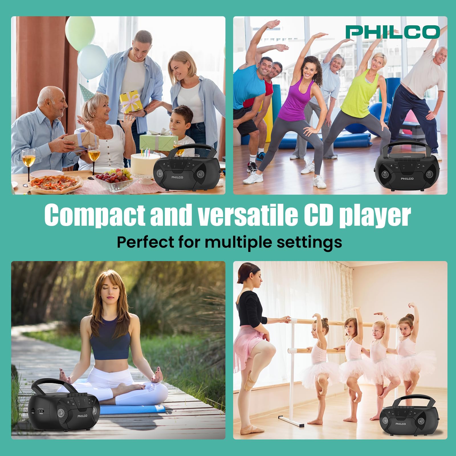 Foto 5 pulgar | Reproductor De Cd Portátil, Reproductor De Casetes Boombox Combo Philco - Venta Internacional.