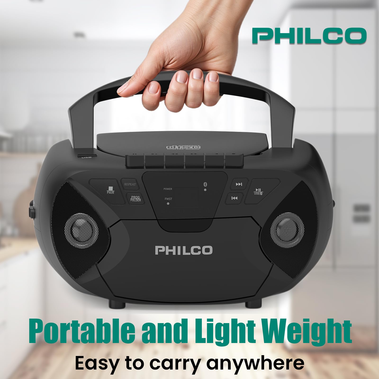 Foto 6 | Reproductor De Cd Portátil, Reproductor De Casetes Boombox Combo Philco - Venta Internacional.