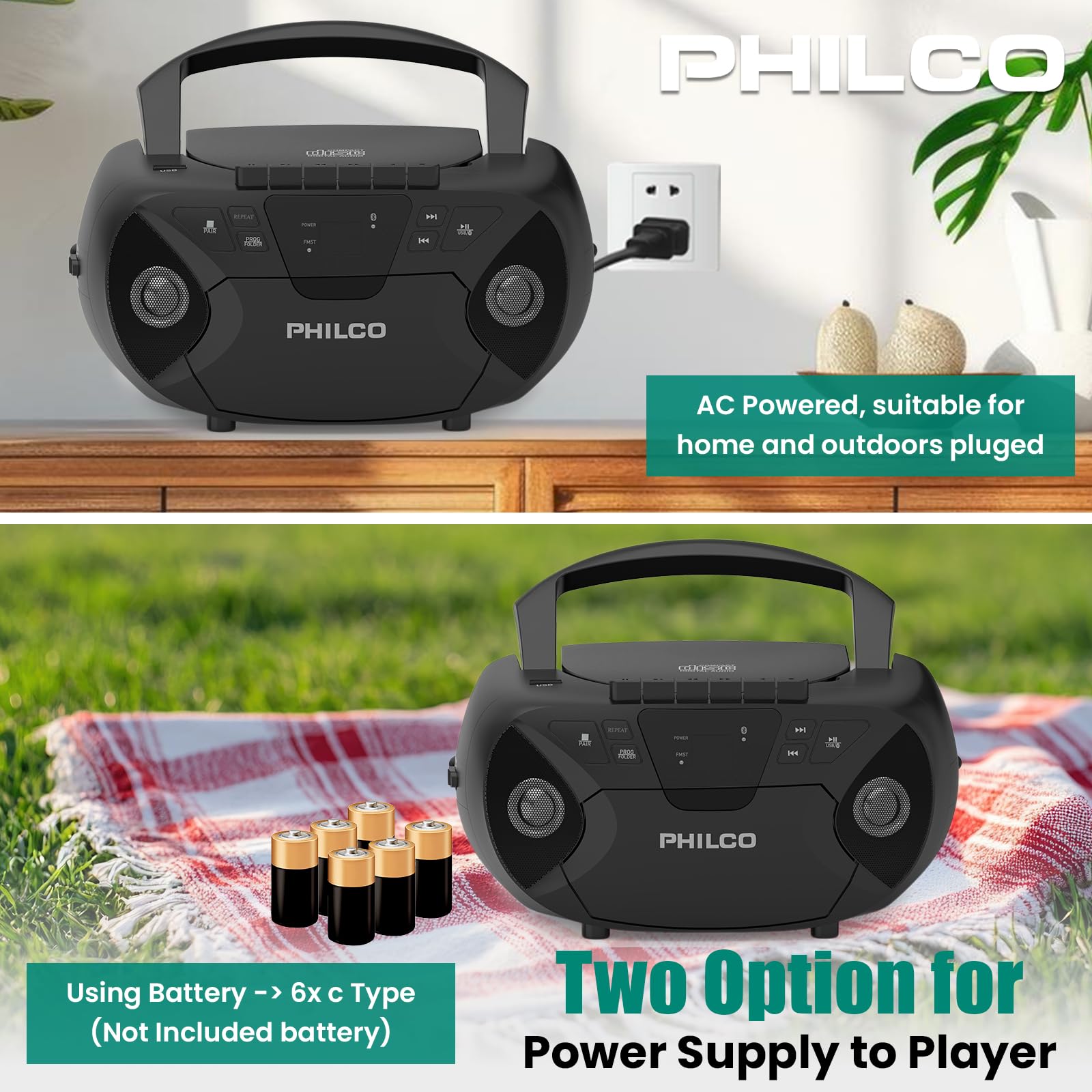 Foto 7 | Reproductor De Cd Portátil, Reproductor De Casetes Boombox Combo Philco - Venta Internacional.