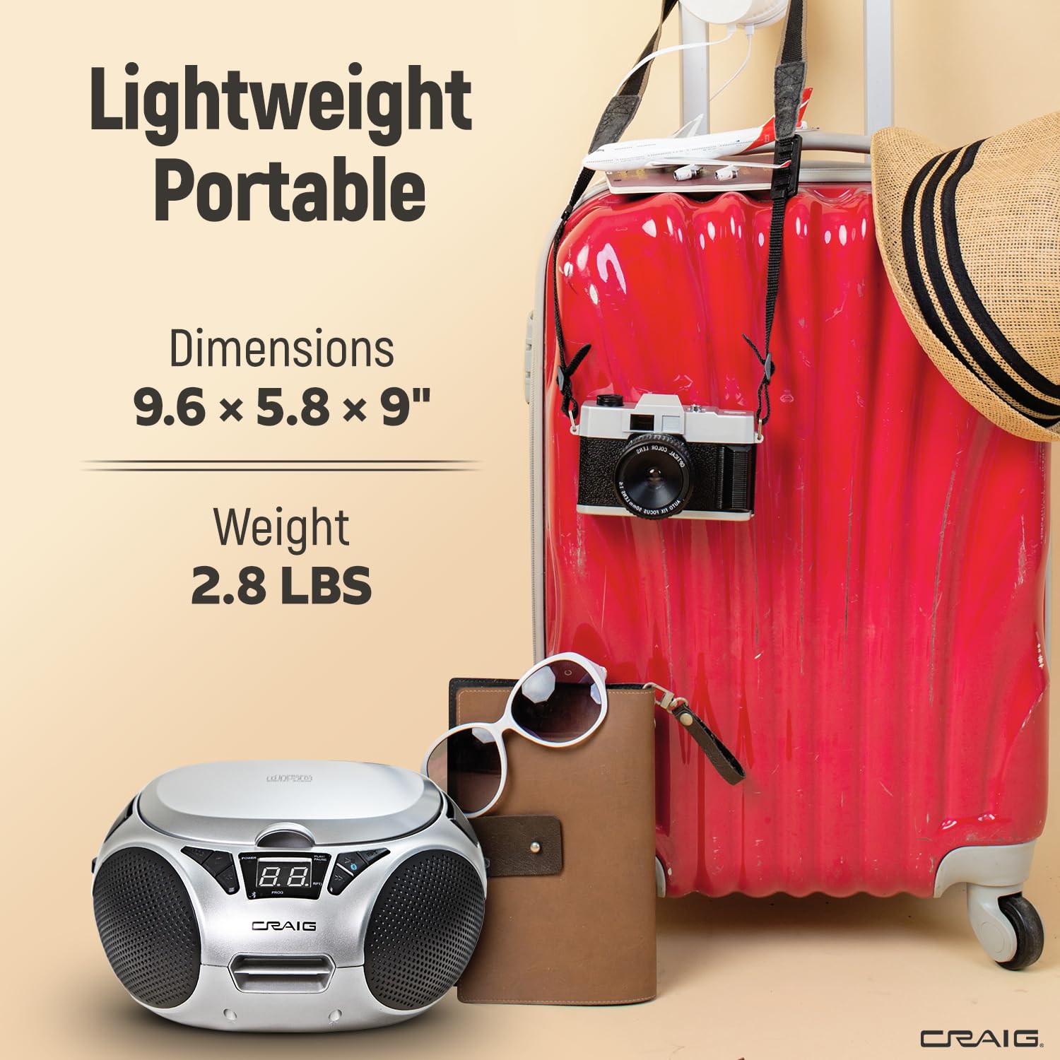 Foto 5 pulgar | Boombox Portátil Craig Cd6925 Con Bluetooth De Carga Superior, Color Plateado - Venta Internacional.
