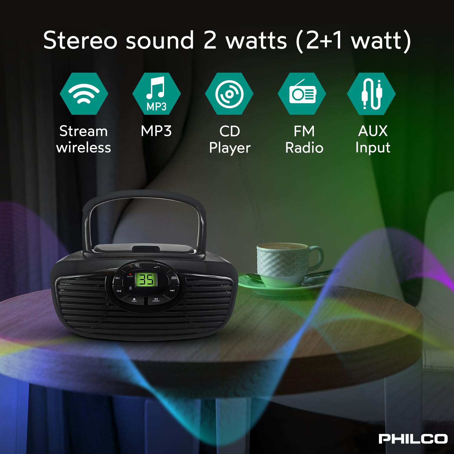 Foto 3 pulgar | Reproductor De Cd Portátil Boombox Philco Retro Bluetooth Con Bluetooth - Venta Internacional.