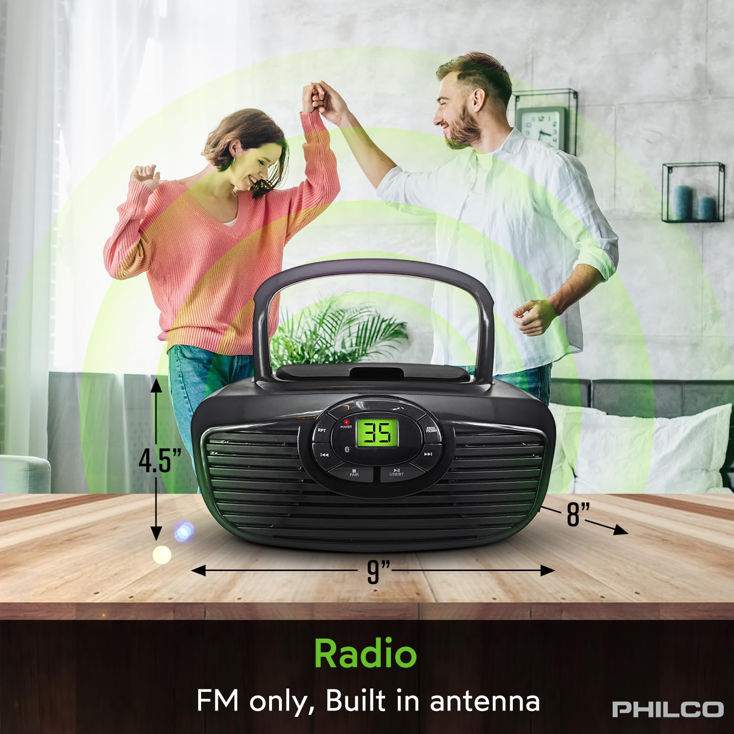 Foto 3 | Reproductor De Cd Portátil Boombox Philco Retro Bluetooth Con Bluetooth - Venta Internacional.