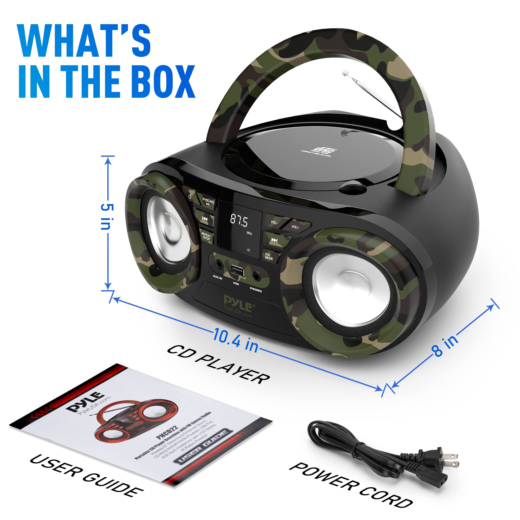 Foto 8 pulgar | Reproductor de CD Portátil Pyle 50 W de Potencia Máxima con Bluetooth 5.0 - Venta Internacional