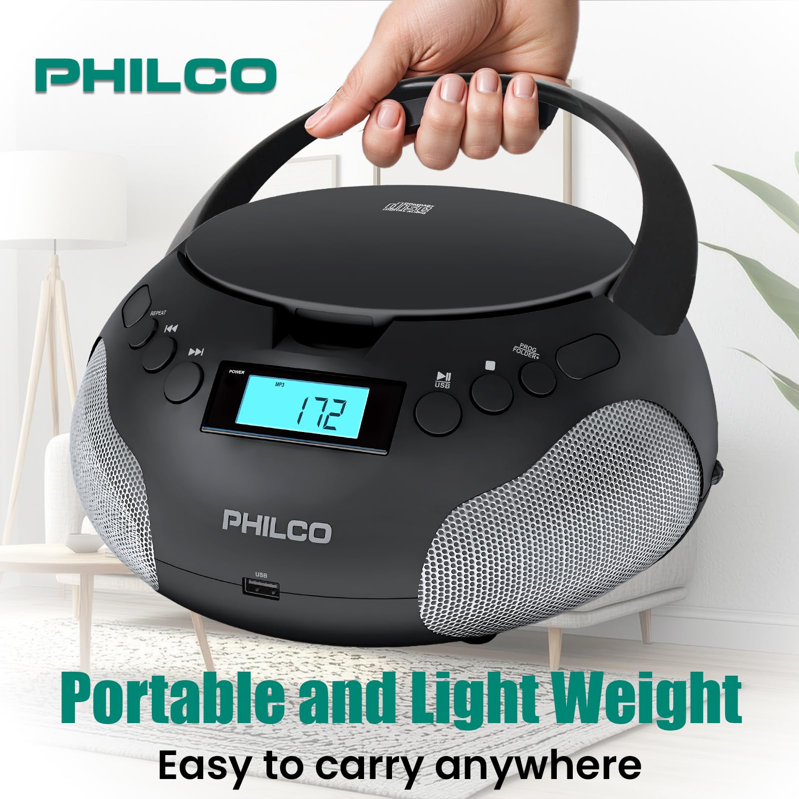 Foto 7 pulgar | Boombox Portátil Philco Con Reproductor De Cd Compatible Con Mp3 - Venta Internacional.