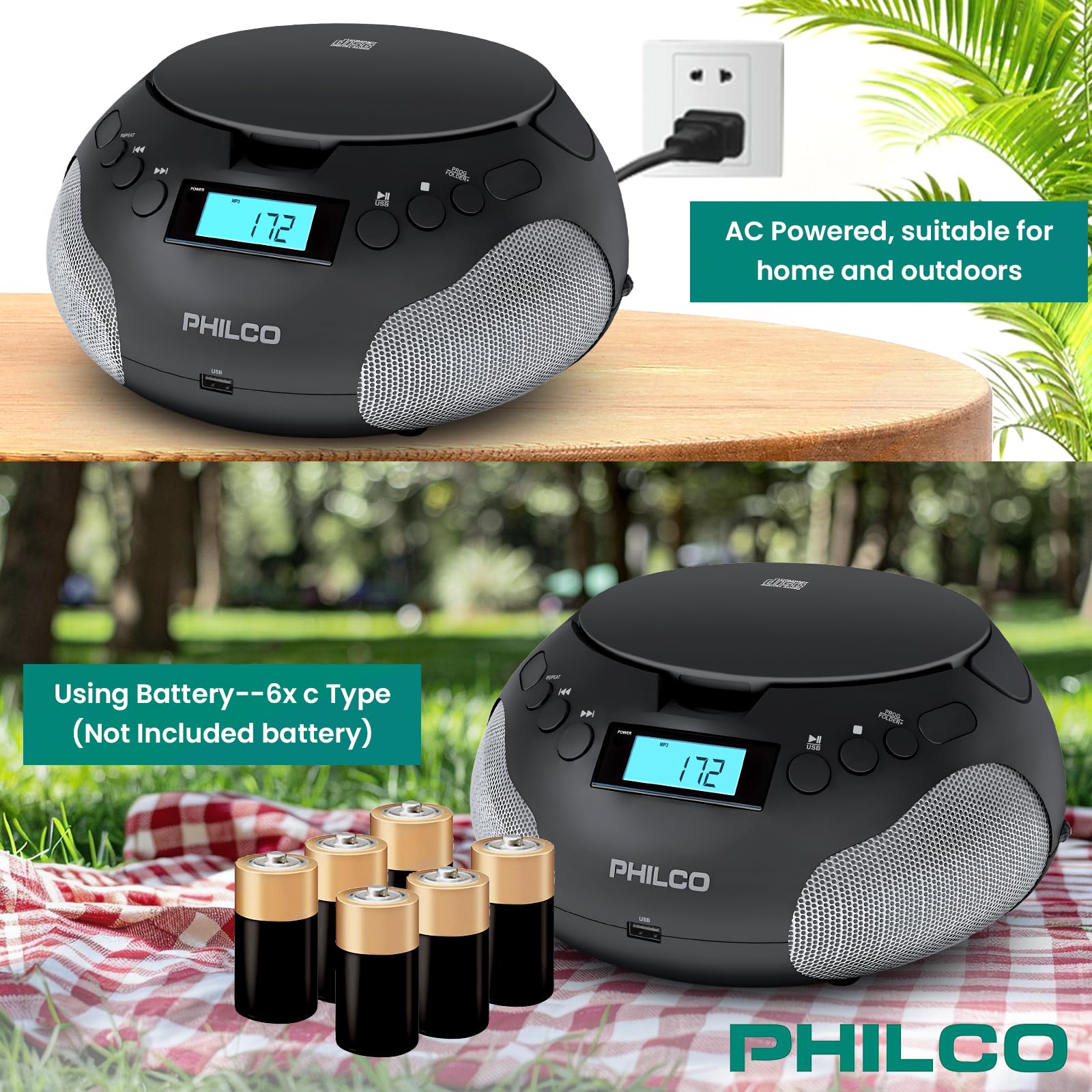 Foto 7 | Boombox Portátil Philco Con Reproductor De Cd Compatible Con Mp3 - Venta Internacional.