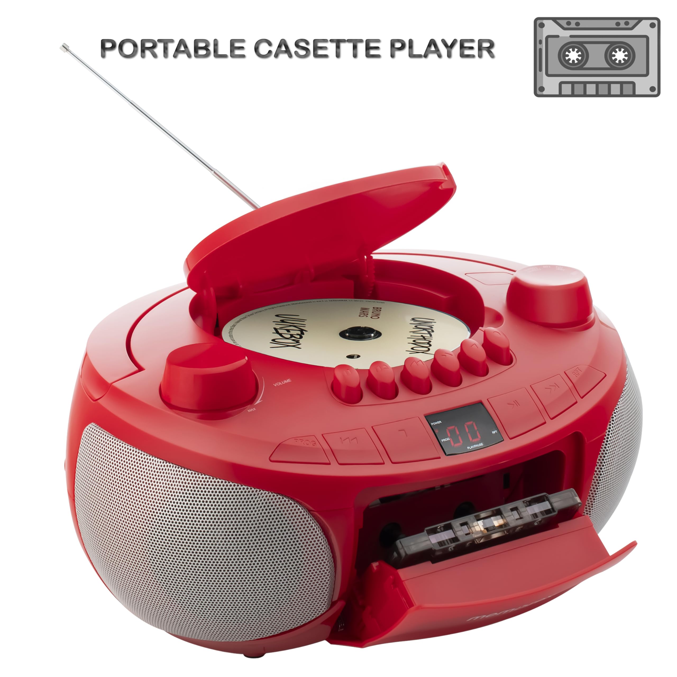 Foto 4 pulgar | Reproductor Portátil Estéreo Memorex Am/fm De Casete Cd Rojo - Venta Internacional.