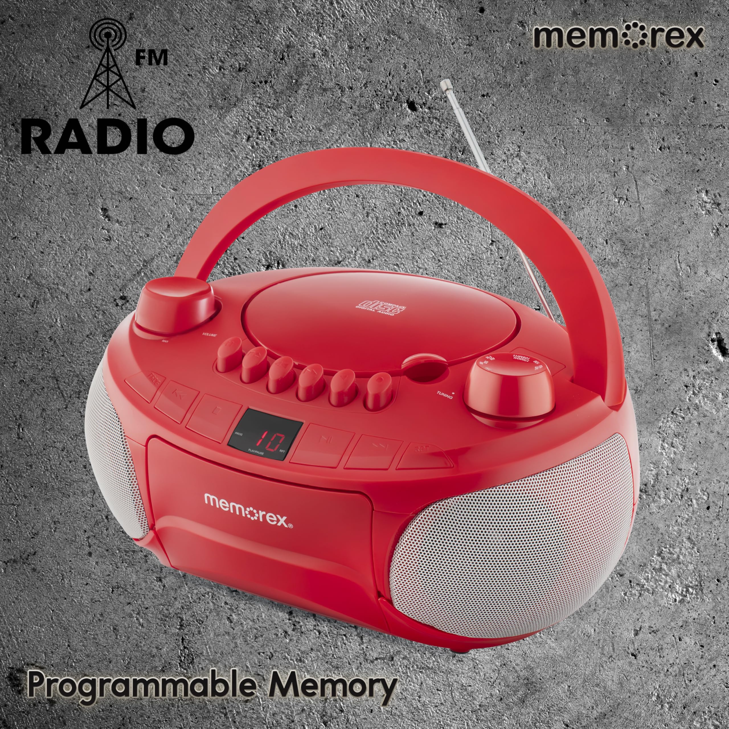 Foto 5 | Reproductor Portátil Estéreo Memorex Am/fm De Casete Cd Rojo - Venta Internacional.