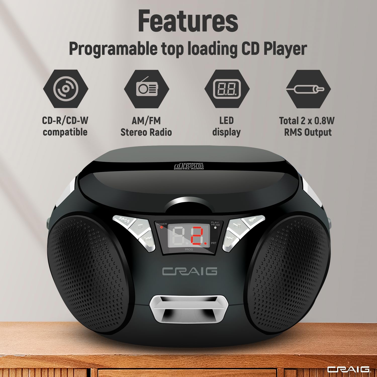 Foto 2 | Caja De Cd Portátil Craig Cd6925 Con Tecnología Bluetooth - Venta Internacional.