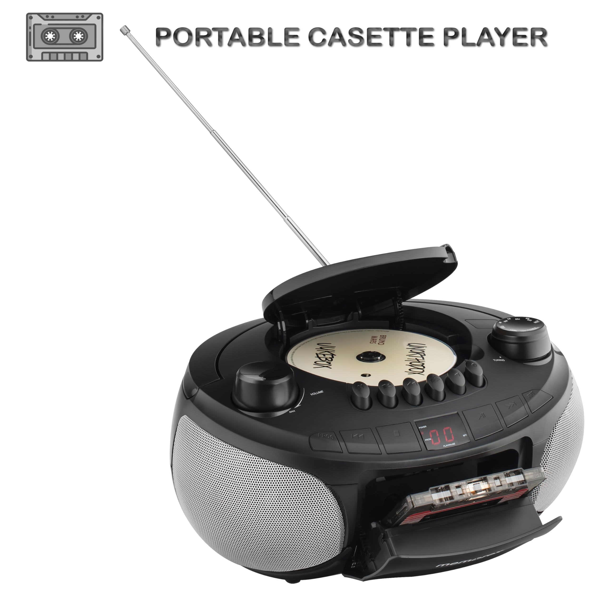 Foto 6 pulgar | Reproductor De Cd Portátil Memorex Am/fm Con Casete Negro - Venta Internacional.