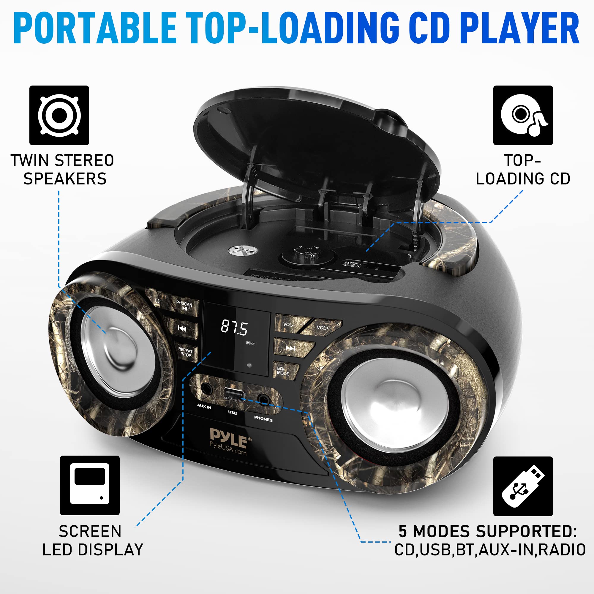 Foto 3 pulgar | Reproductor De Cd Portátil Con Altavoz Bluetooth Boombox Pyle Phcd59.5 - Venta Internacional.