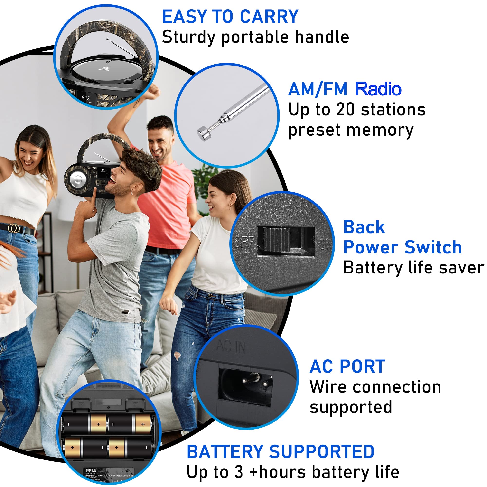 Foto 4 pulgar | Reproductor De Cd Portátil Con Altavoz Bluetooth Boombox Pyle Phcd59.5 - Venta Internacional.