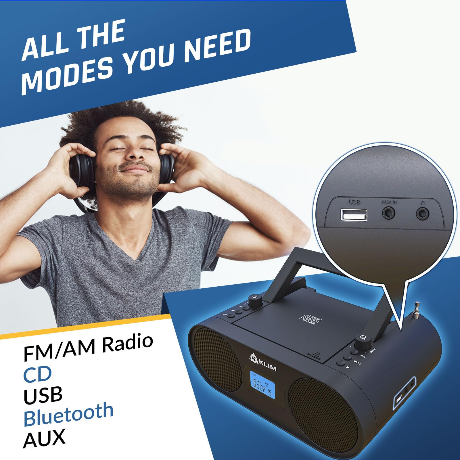 Foto 4 pulgar | Reproductor De Cd Portátil Boombox Klim Boombox B4 Con Bluetooth - Venta Internacional.