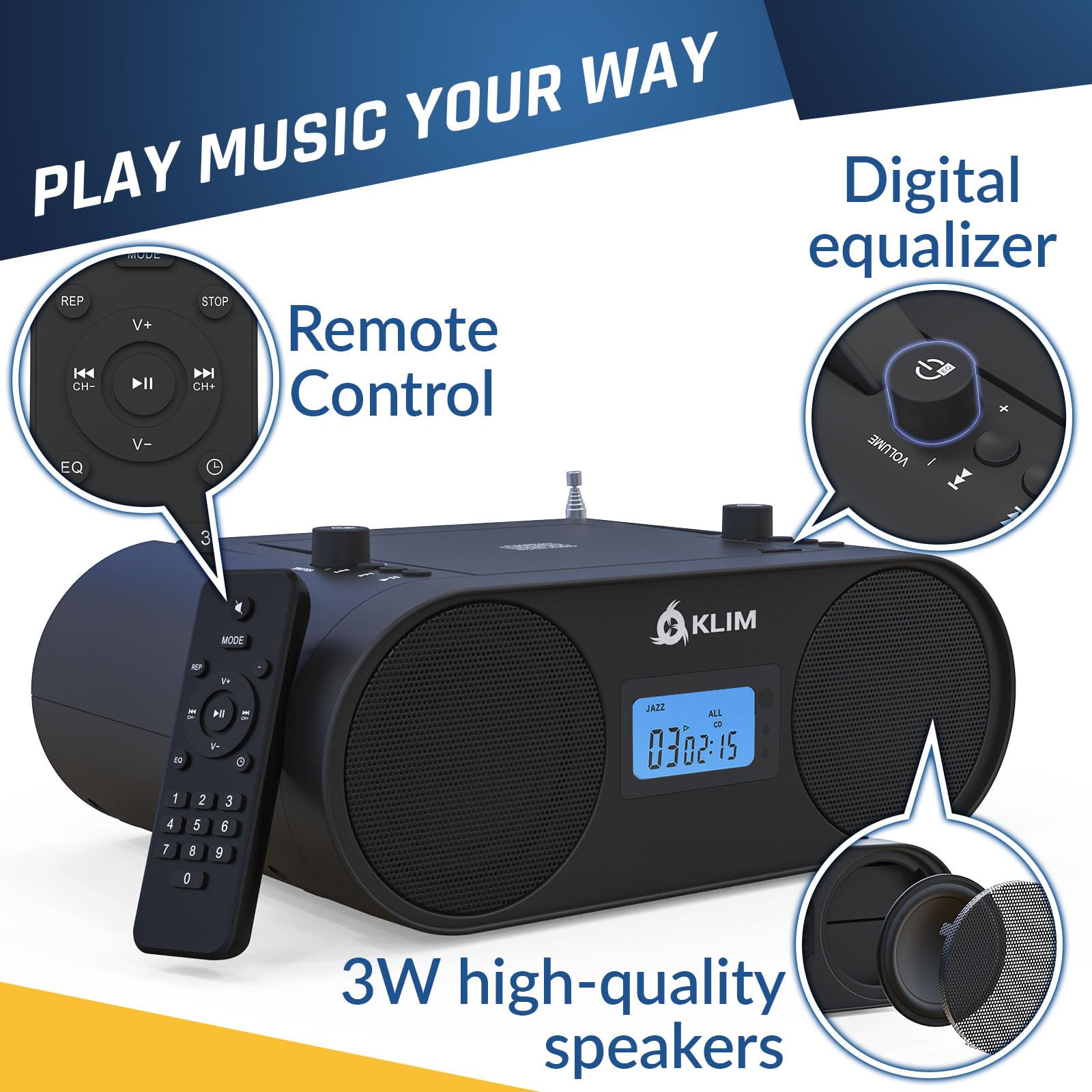 Foto 7 pulgar | Reproductor De Cd Portátil Boombox Klim Boombox B4 Con Bluetooth - Venta Internacional.