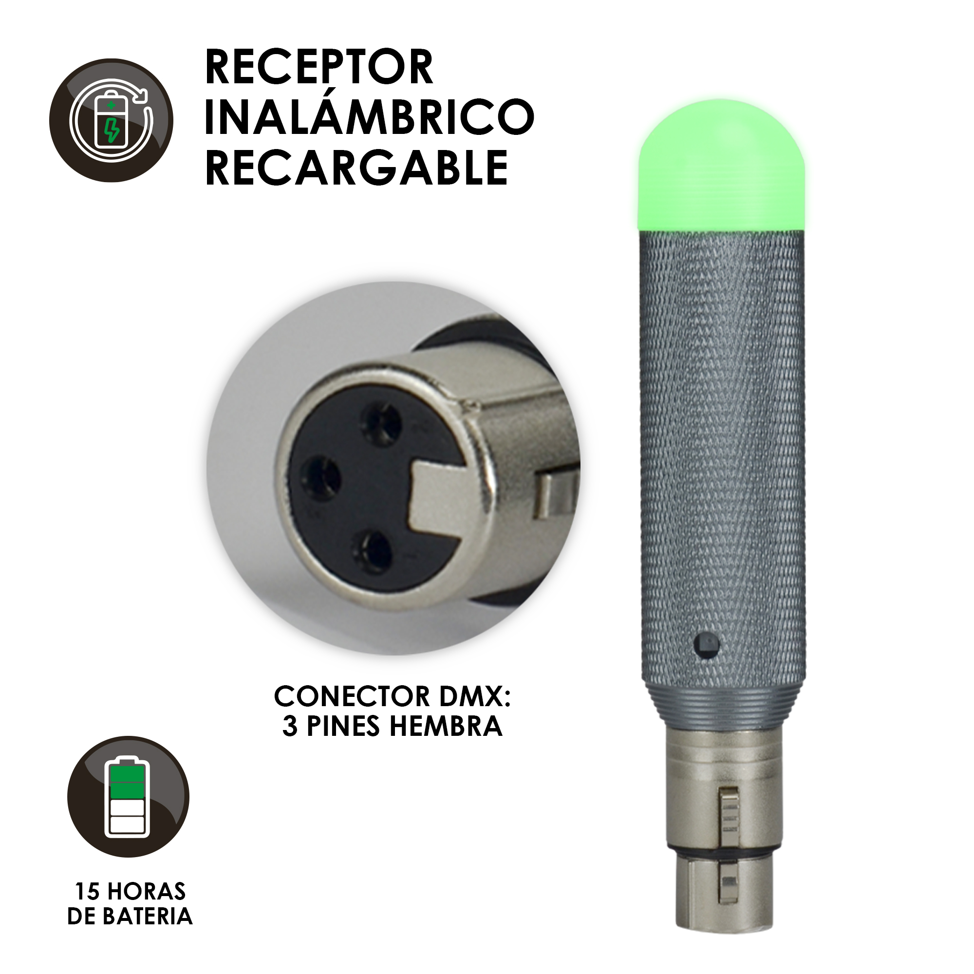 Foto 6 pulgar | Antena Receptora Inalámbrica Dmx512 Recargable By Steelpro Color Gris