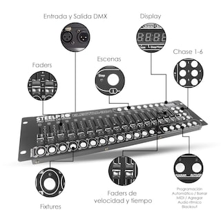Foto 2 | Controlador Dj Dmx 384 Canales Electra 384 By Steelpro Color Negro Mod: Electra-384