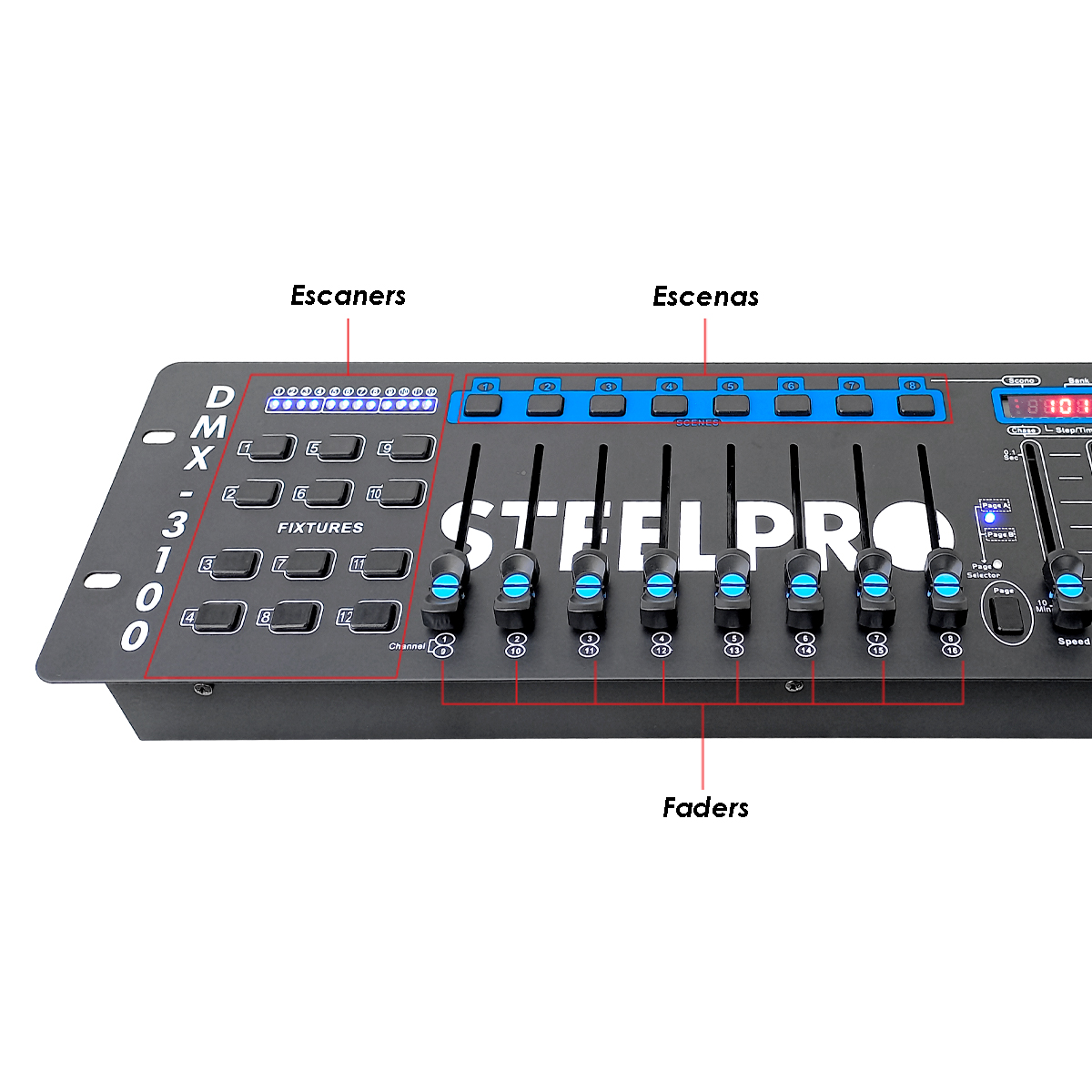 Foto 4 pulgar | Controlador Dmx Luces/dj 12 Escáneres - 192 Canales Steelpro Mod:dmx-3100