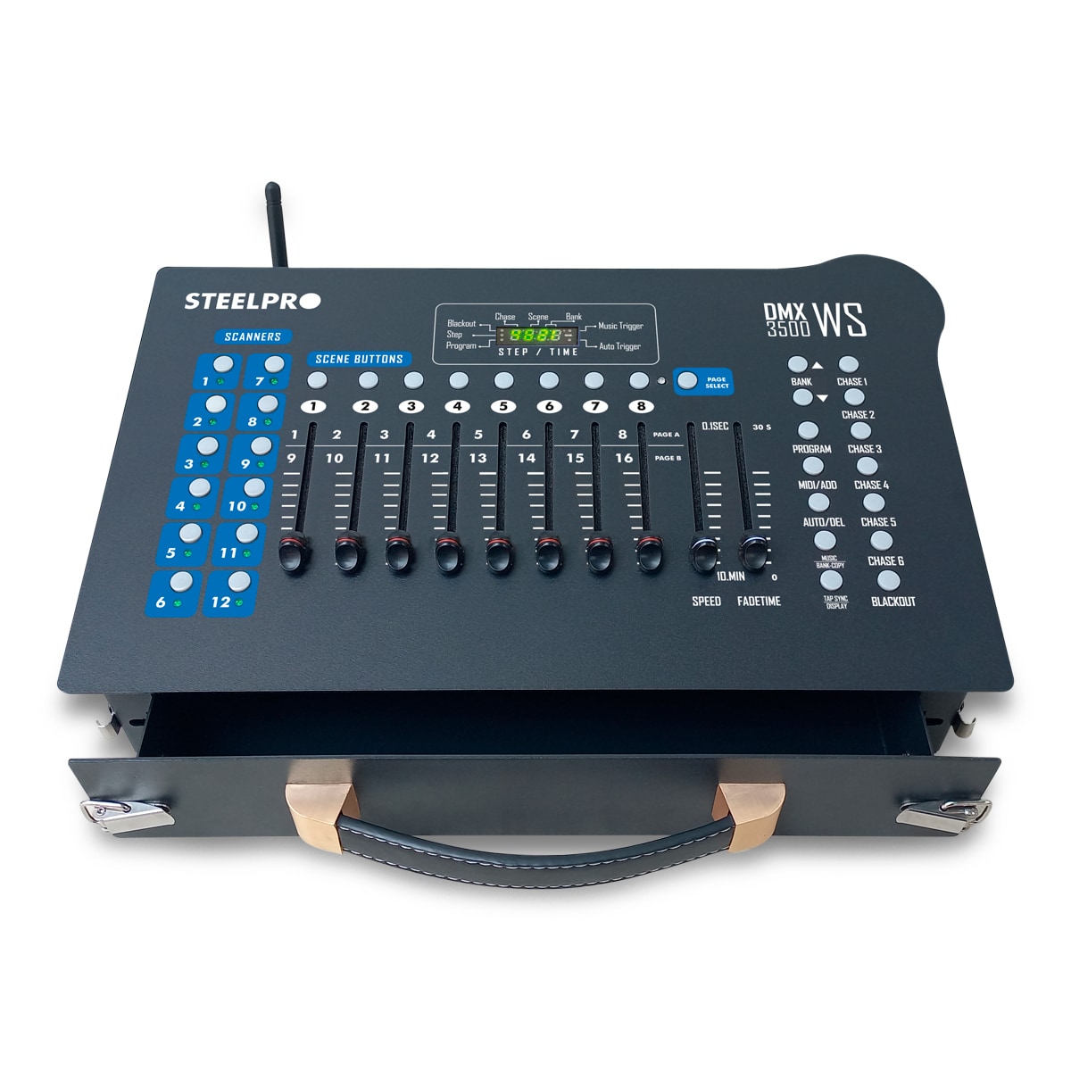 Dmx Controlador Inalámbrico Portátil 192 Canales By Steelpro Color Negro Mod: Dmx 3500 Ws