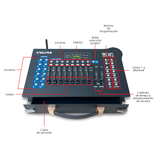 Foto 4 | Dmx Controlador Inalámbrico Portátil 192 Canales By Steelpro Color Negro Mod: Dmx 3500 Ws