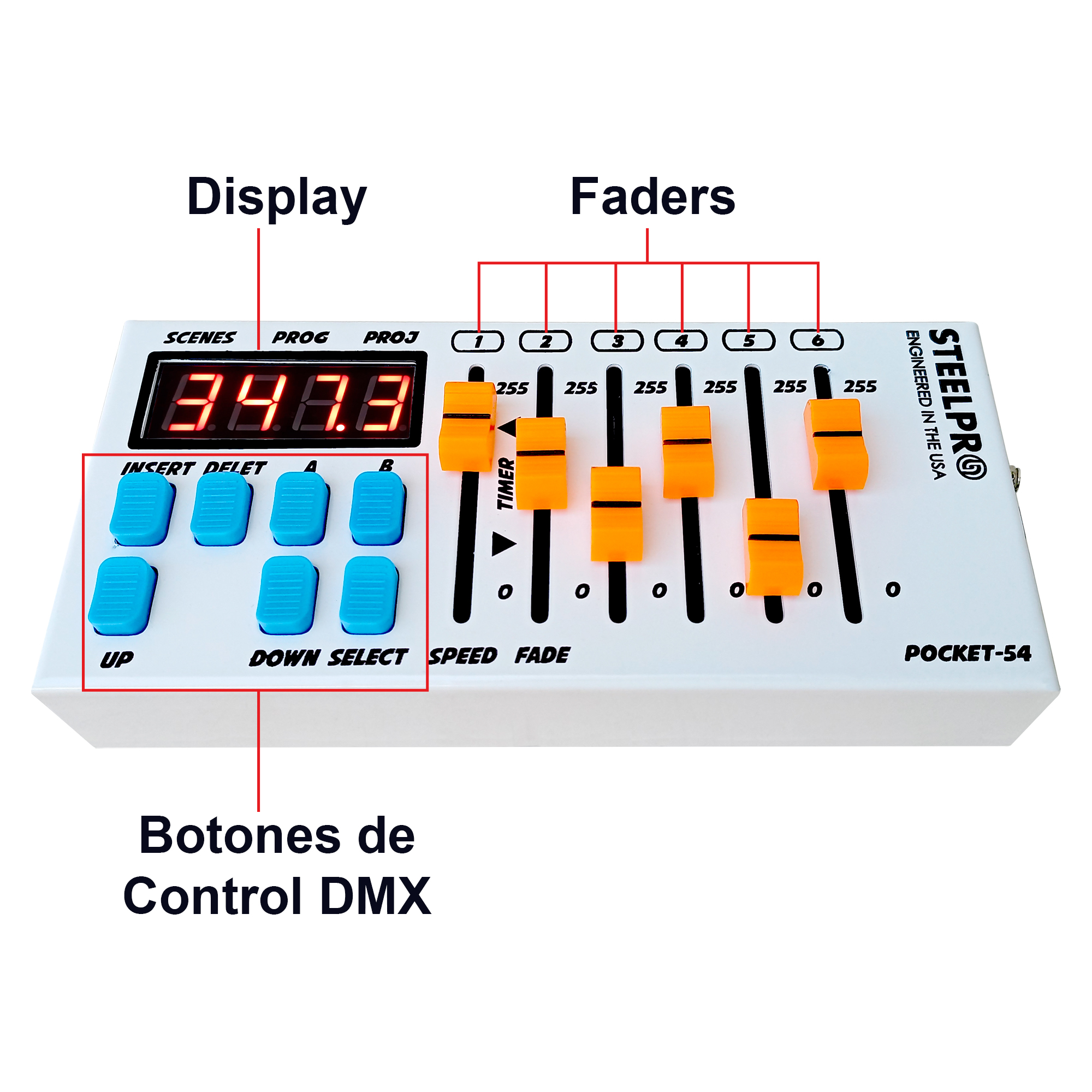 Foto 3 pulgar | Controlador Dmx Profesional Luces Dj 54 Canales Steelpro Color Blanco Mod:pocket-54