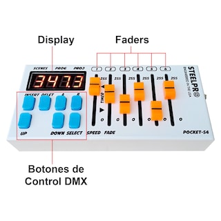 Foto 2 | Controlador Dmx Profesional Luces Dj 54 Canales Steelpro Color Blanco Mod:pocket-54