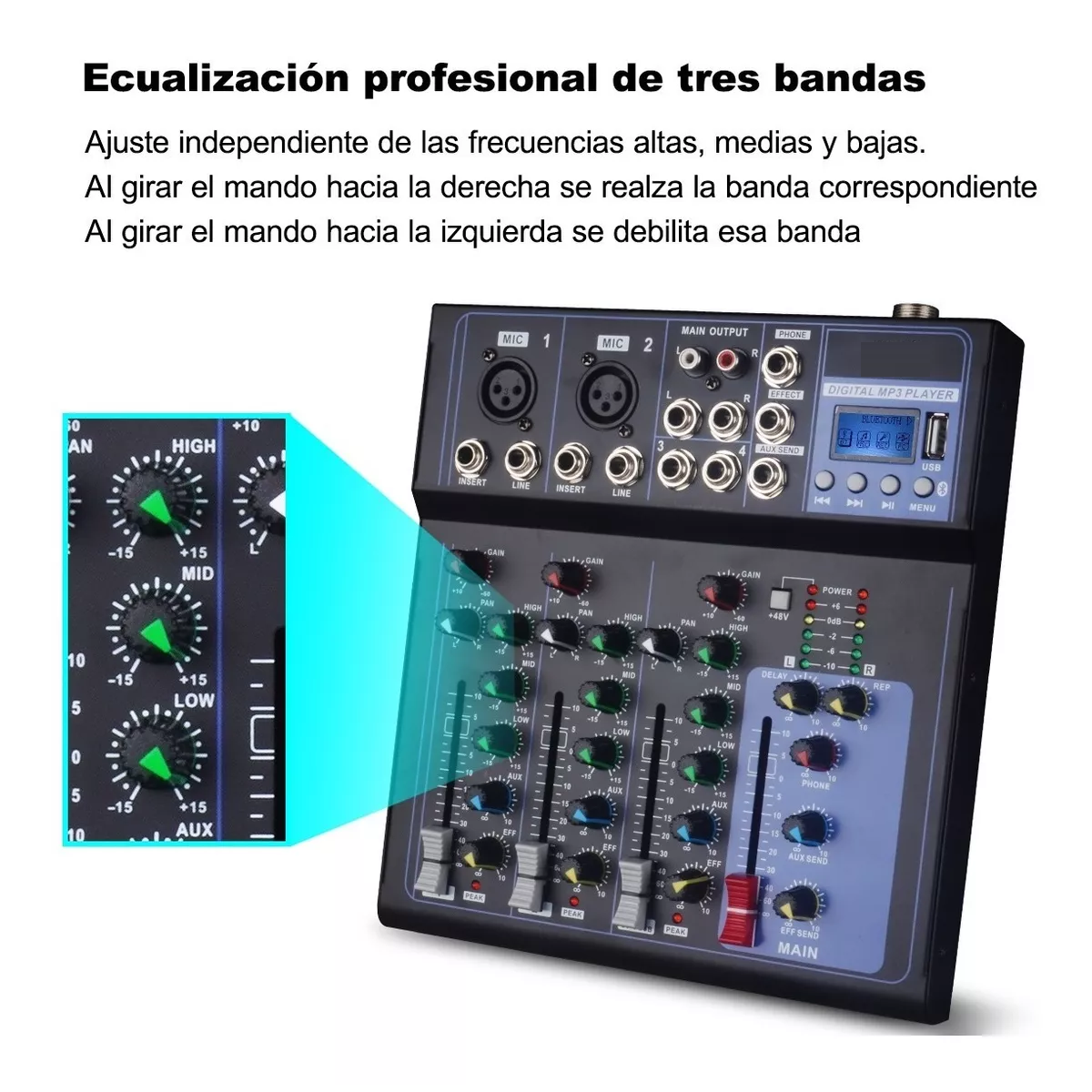 Foto 3 pulgar | Mezcladora 4 Canales Pasiva Reproductor Bluetooth USB  Eo Safe Imports Esi-10401 Negro