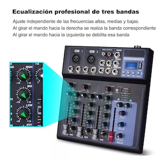 Foto 2 | Mezcladora 4 Canales Pasiva Reproductor Bluetooth USB Eo Safe Imports Esi-10401 Negro