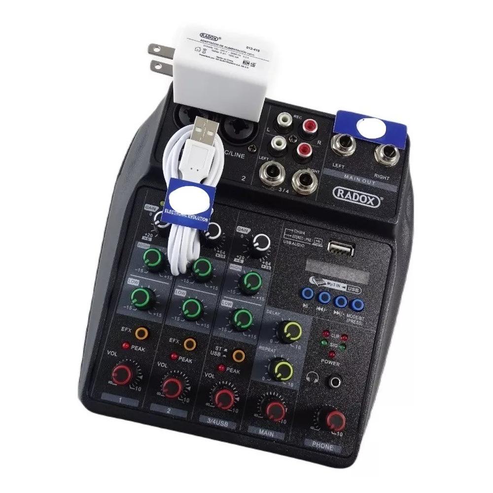 Foto 3 | Mezcladora de Audio Radox Bluetooth 4 Canales