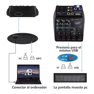 Foto 6 | Mezcladora de Audio Radox Bluetooth 4 Canales