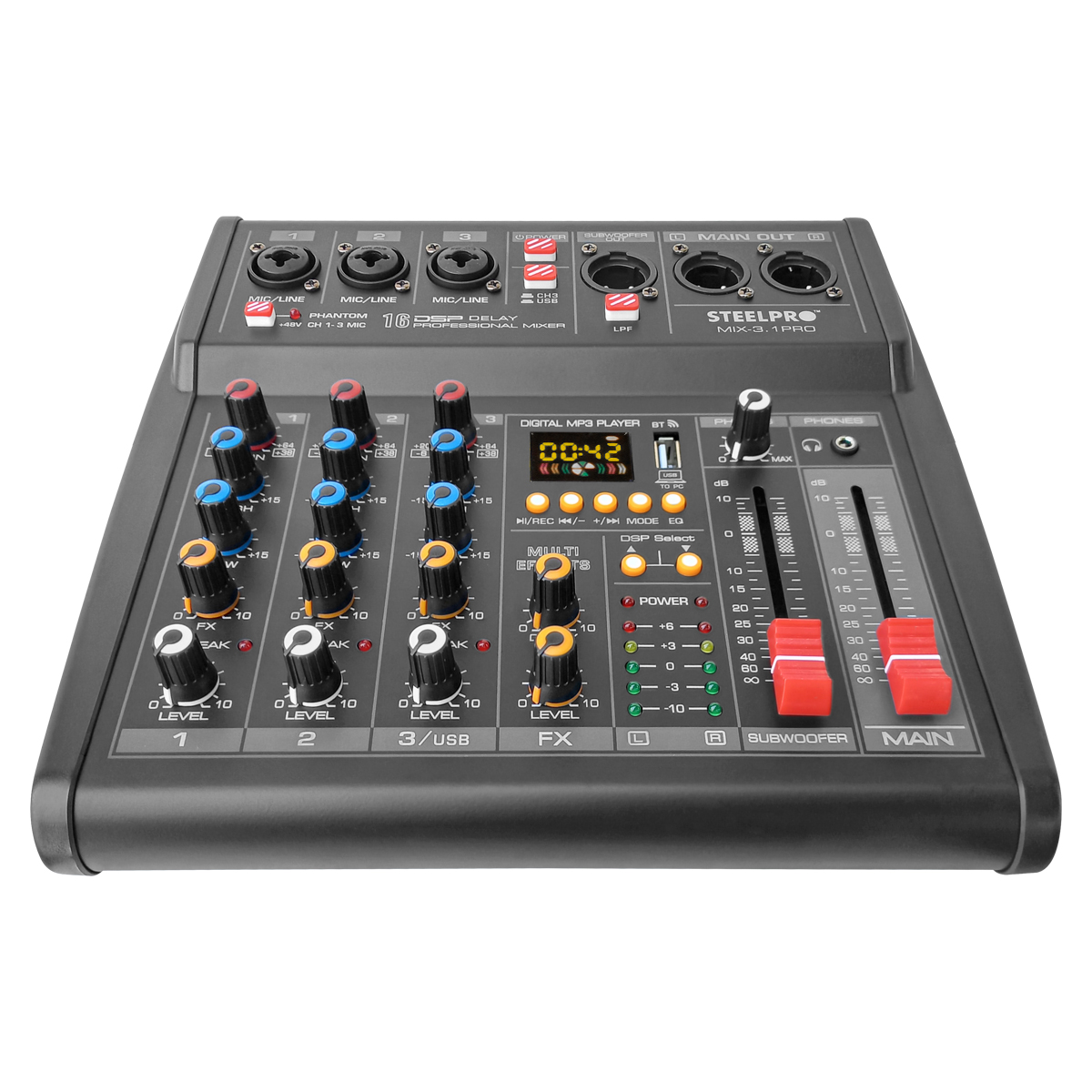 Foto 2 pulgar | Mezcladora 4 Canales 3+subwoofer Xlr Steelpro Bluetooth Usb