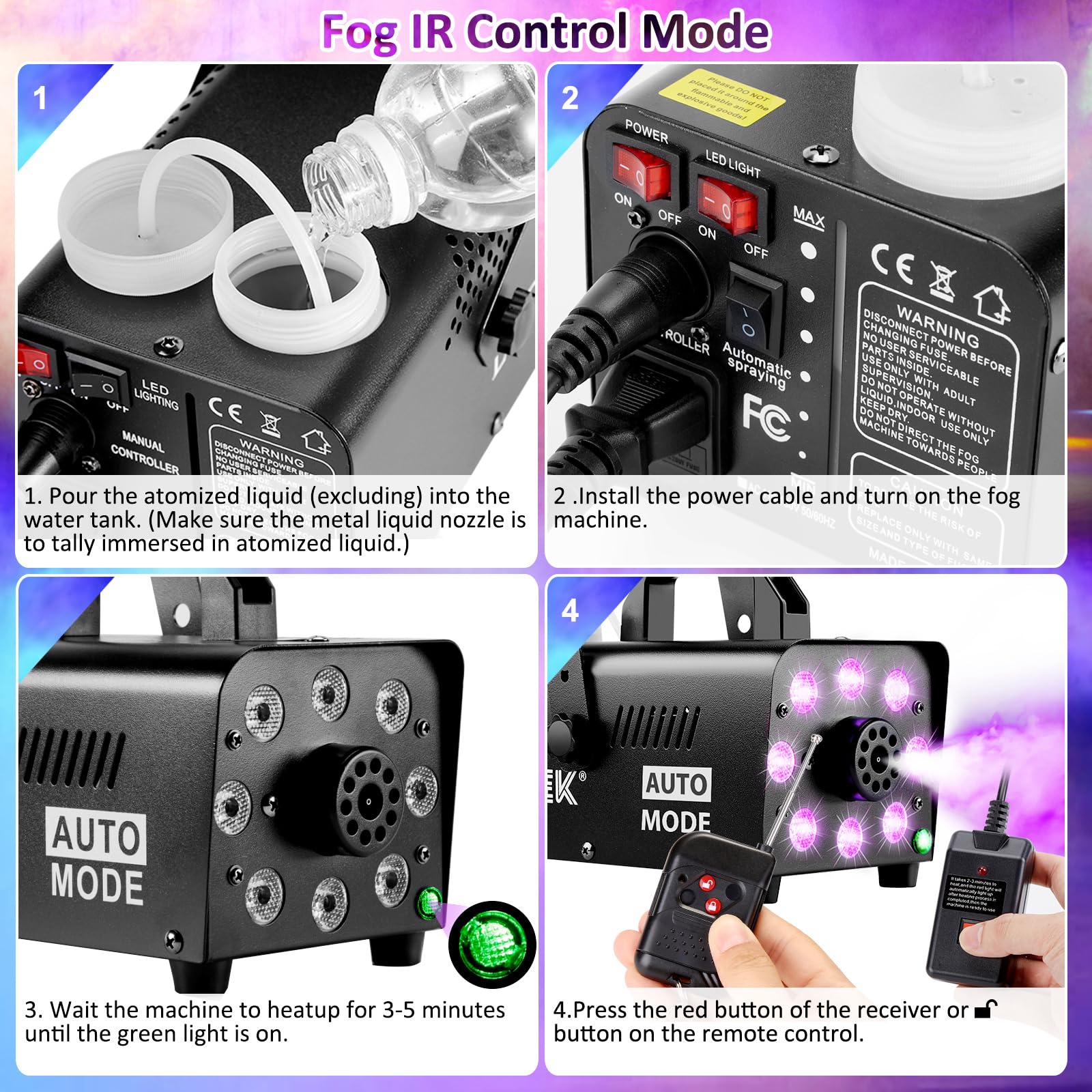 Foto 6 pulgar | Máquina De Humo Agptek 500w 2000cfm Con 13 Luces Led - Venta Internacional.