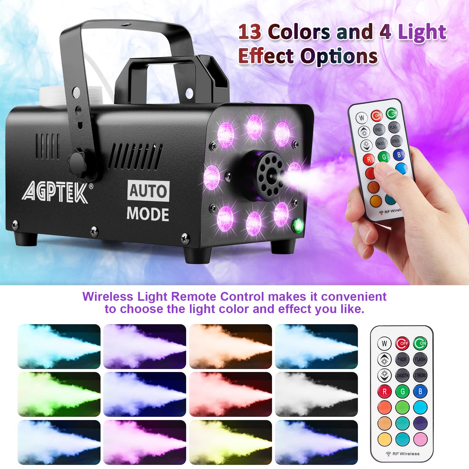 Foto 7 | Máquina De Humo Agptek 500w 2000cfm Con 13 Luces Led - Venta Internacional.